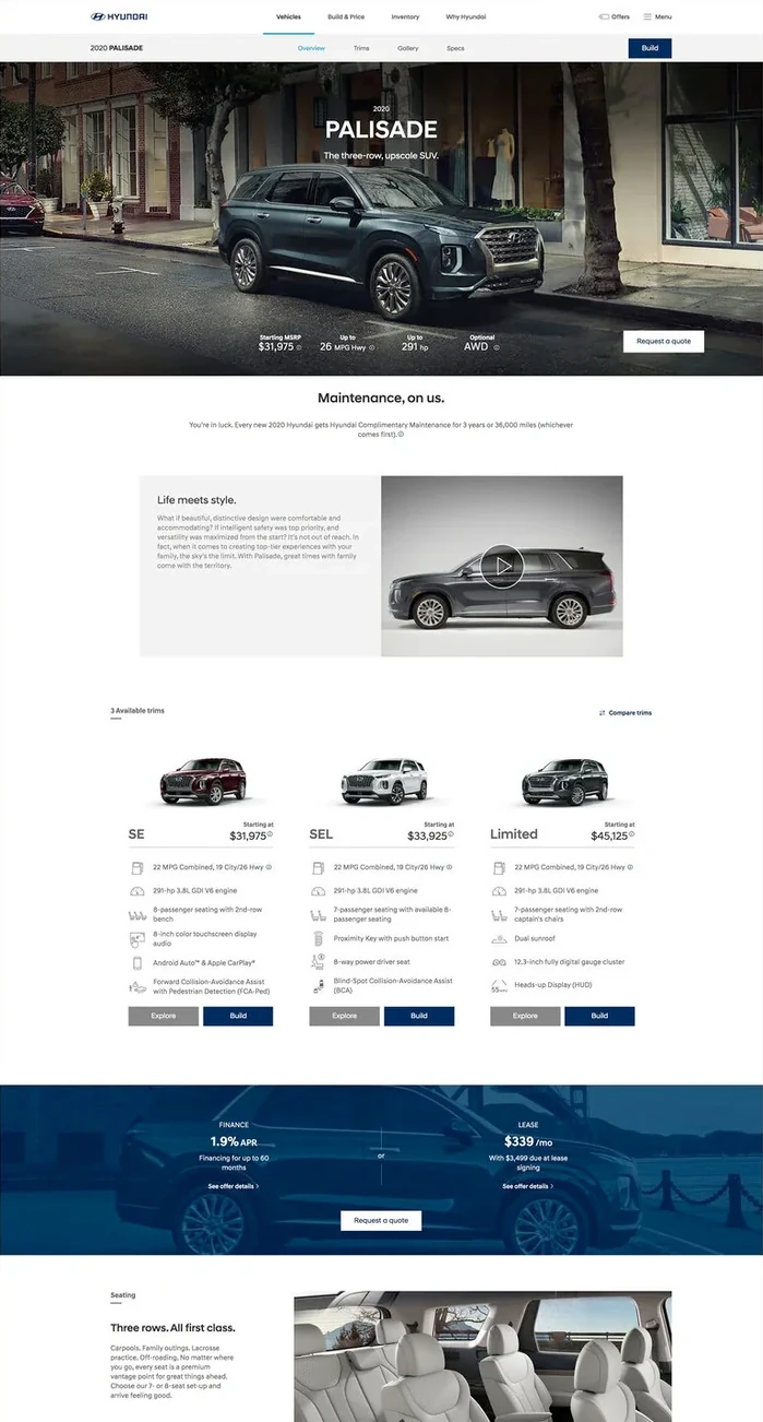 A redesigned vehicle page in full length