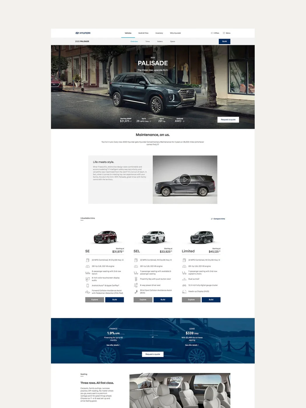 A redesigned vehicle page in full length