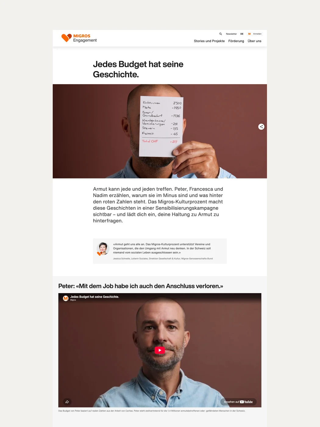 The campaign website, where each person tells their own story