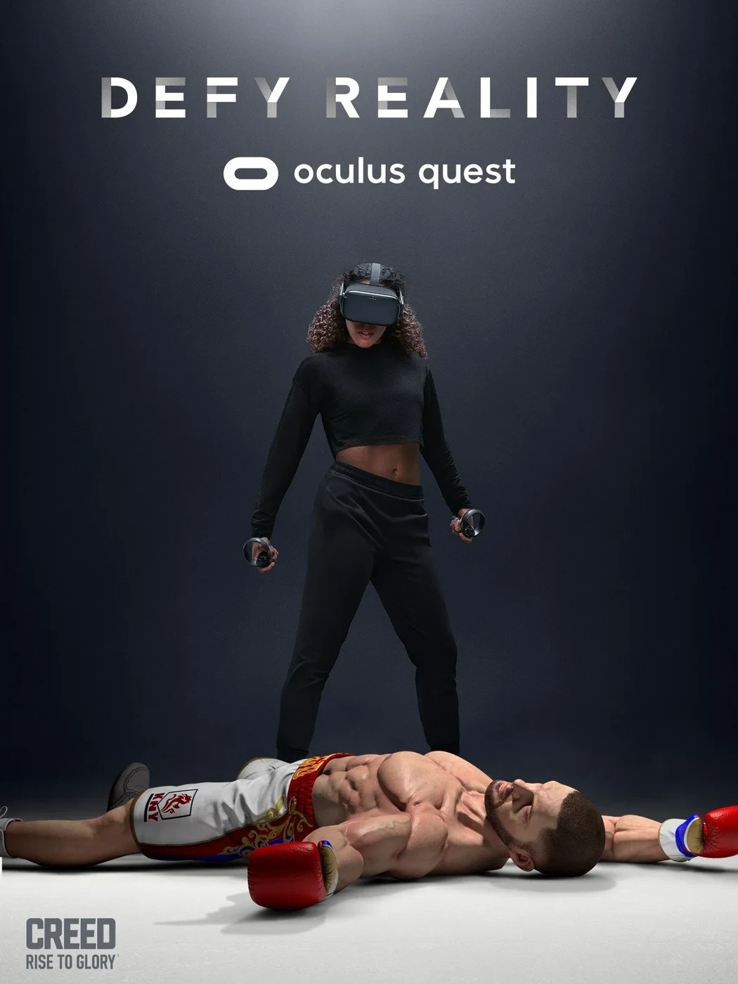 Defy Reality poster: a player standing over a defeated boxing opponent