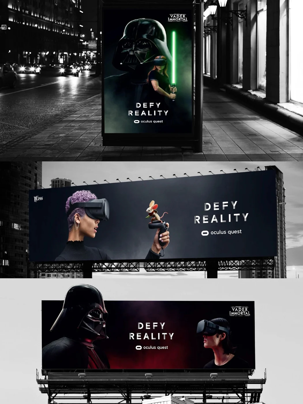 Defy Reality out of home placements on billboards and street posters