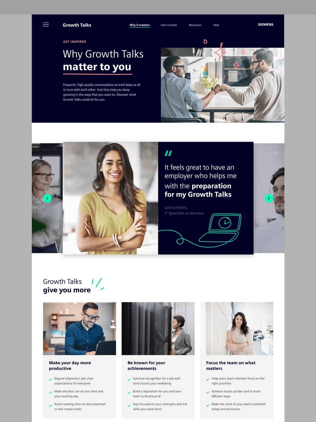 The Growth Talks website, extending the MyGrowth identity into a digital experience