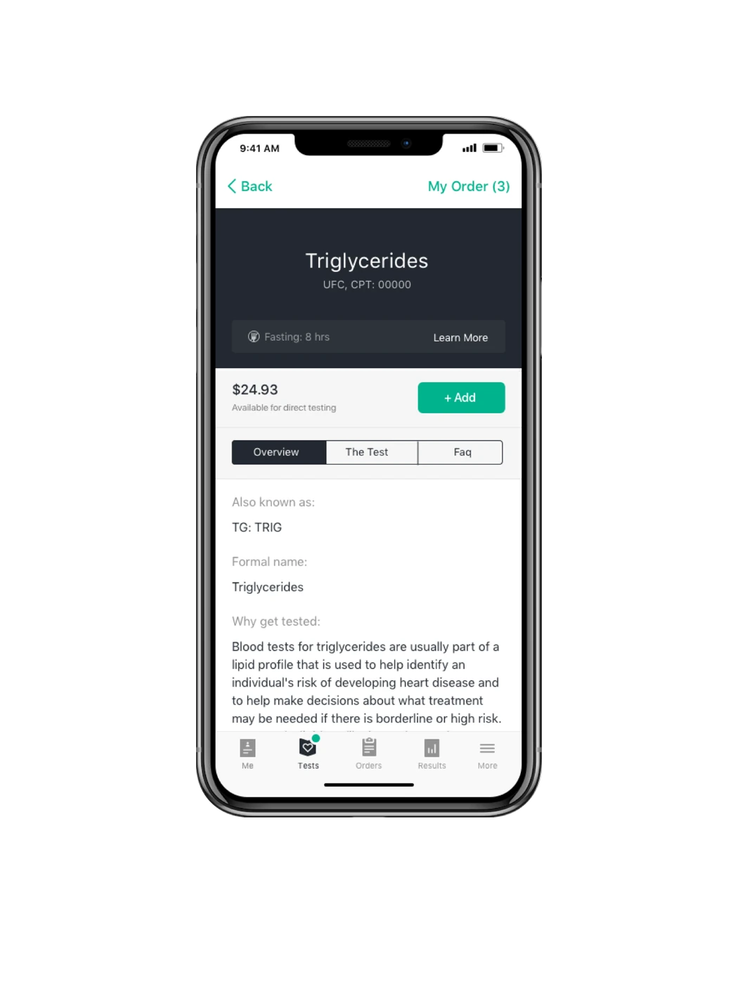 A single test explained, with price and ordering